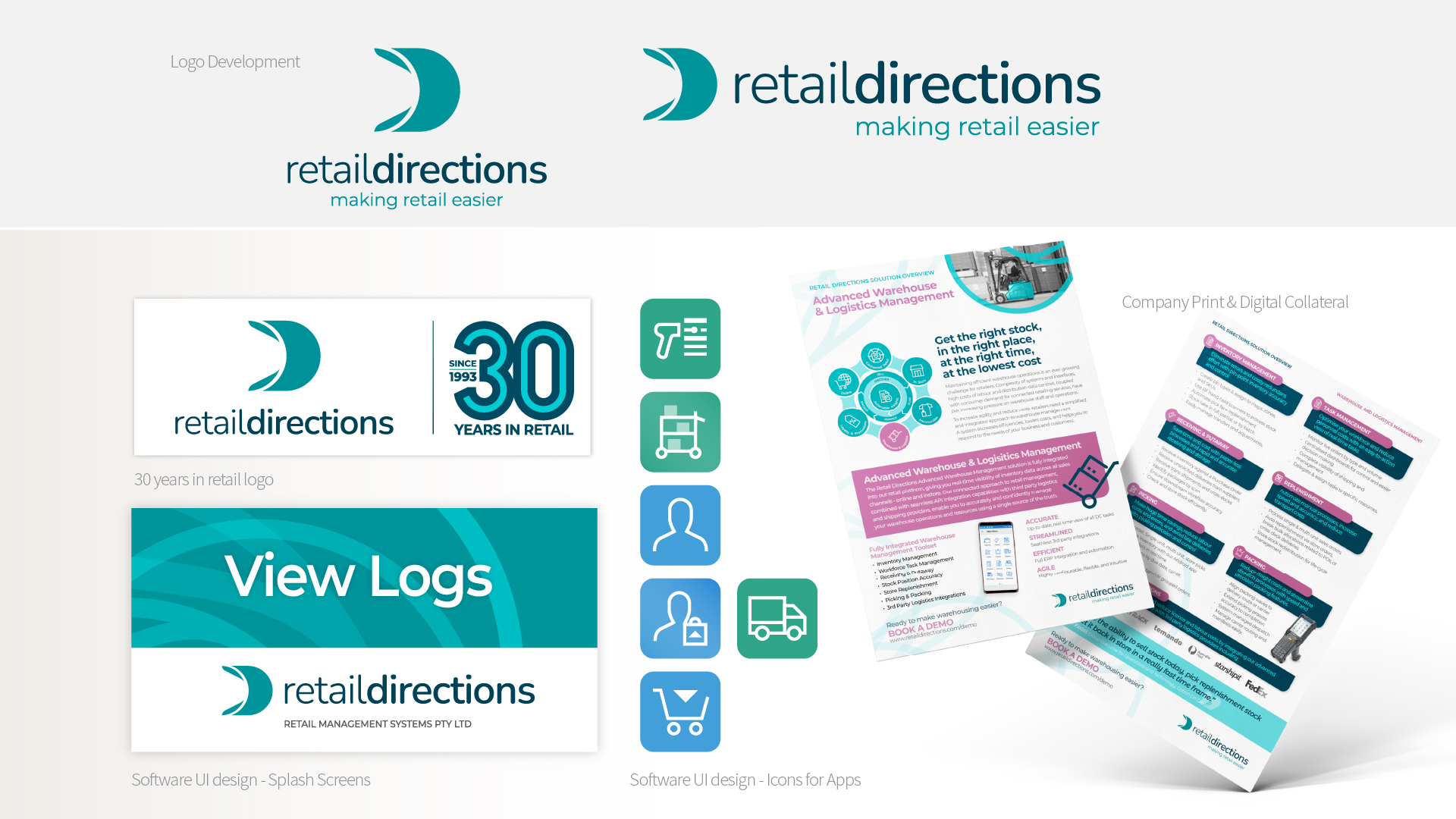 Retail Directions Retail Software Brand Identity and Software UI Design